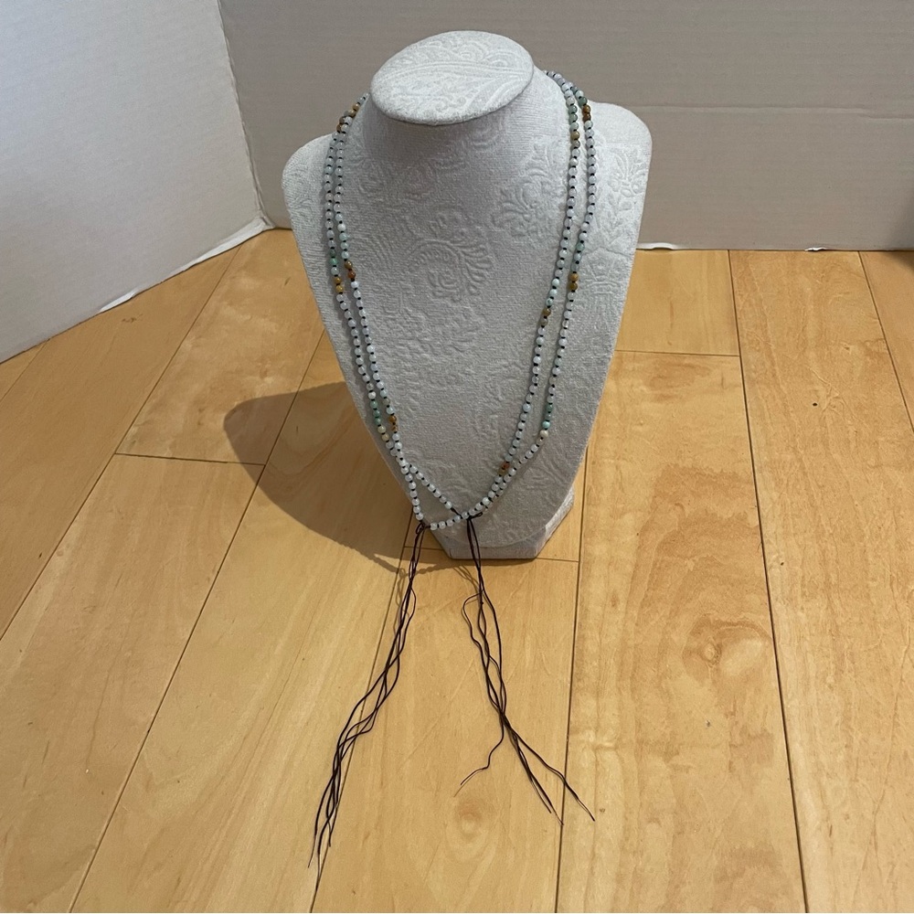 2 jade beaded necklaces with tie on pendant option